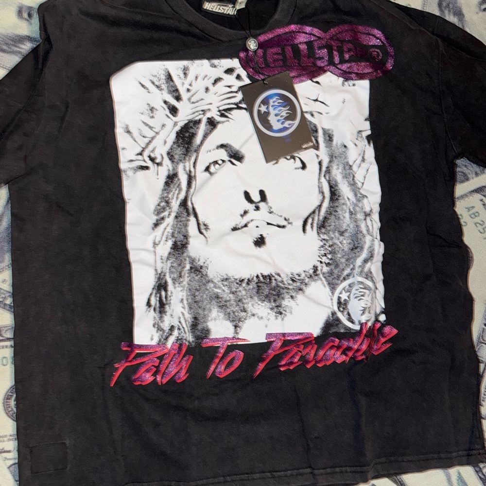 Black Short Sleeve Tee with Artistic Graphic